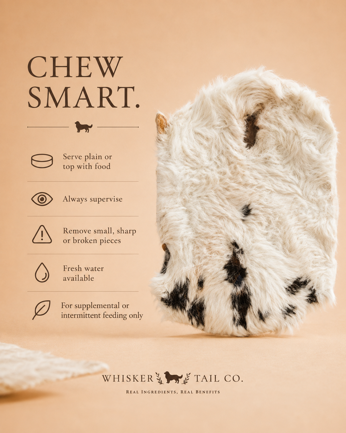 Rabbit Hide Plate for Dogs | Single-Ingredient Natural Chew | Whisker & Tail Co.