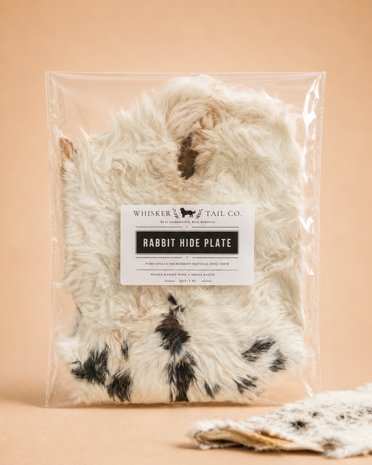 Rabbit Hide Plate for Dogs | Single-Ingredient Natural Chew | Whisker & Tail Co.