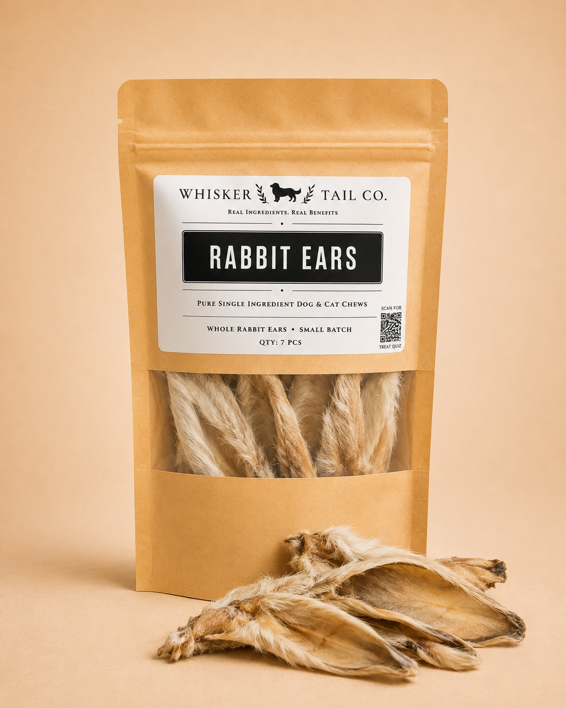 Rabbit Ears for Dogs & Cats | Single-Ingredient Natural Chew | Whisker & Tail Co.