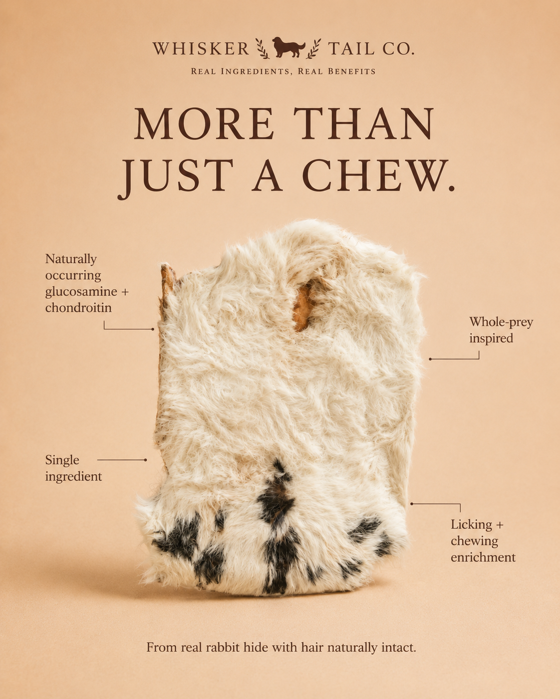 Rabbit Hide Plate for Dogs | Single-Ingredient Natural Chew | Whisker & Tail Co.